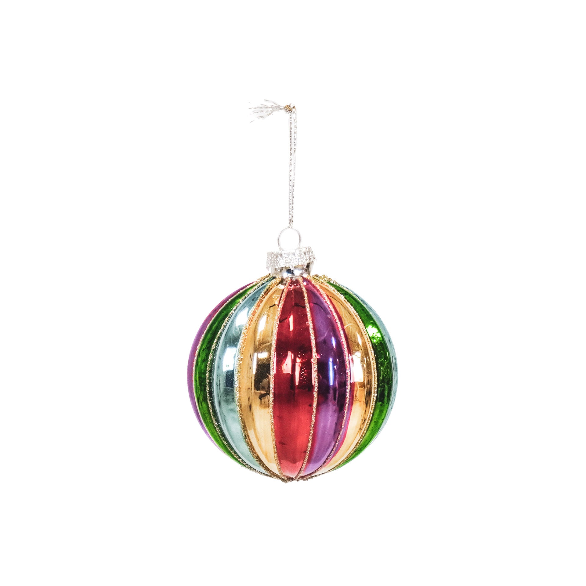 Ornament - Xmas Ball - Glass - Multi Colour - 8x8cm