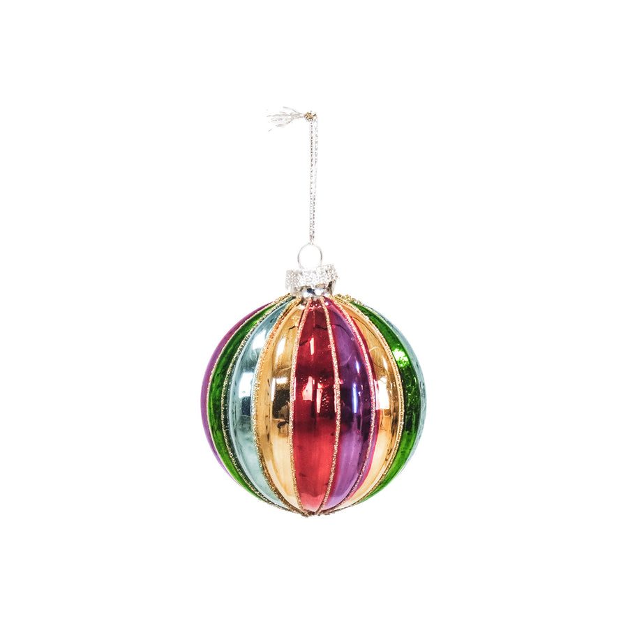 Ornament - Xmas Ball - Glass - Multi Colour - 8x8cm