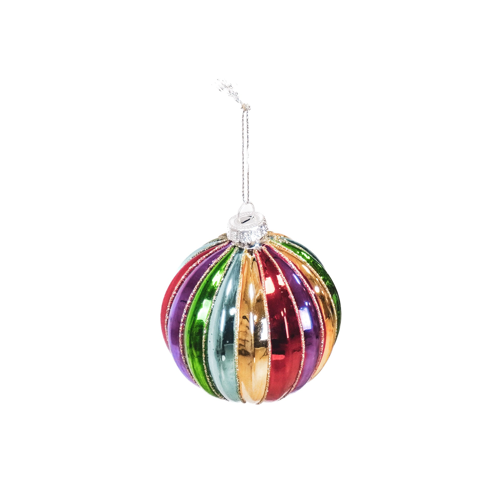 Ornament - Xmas Ball - Glass - Multi Colour - 8x8cm