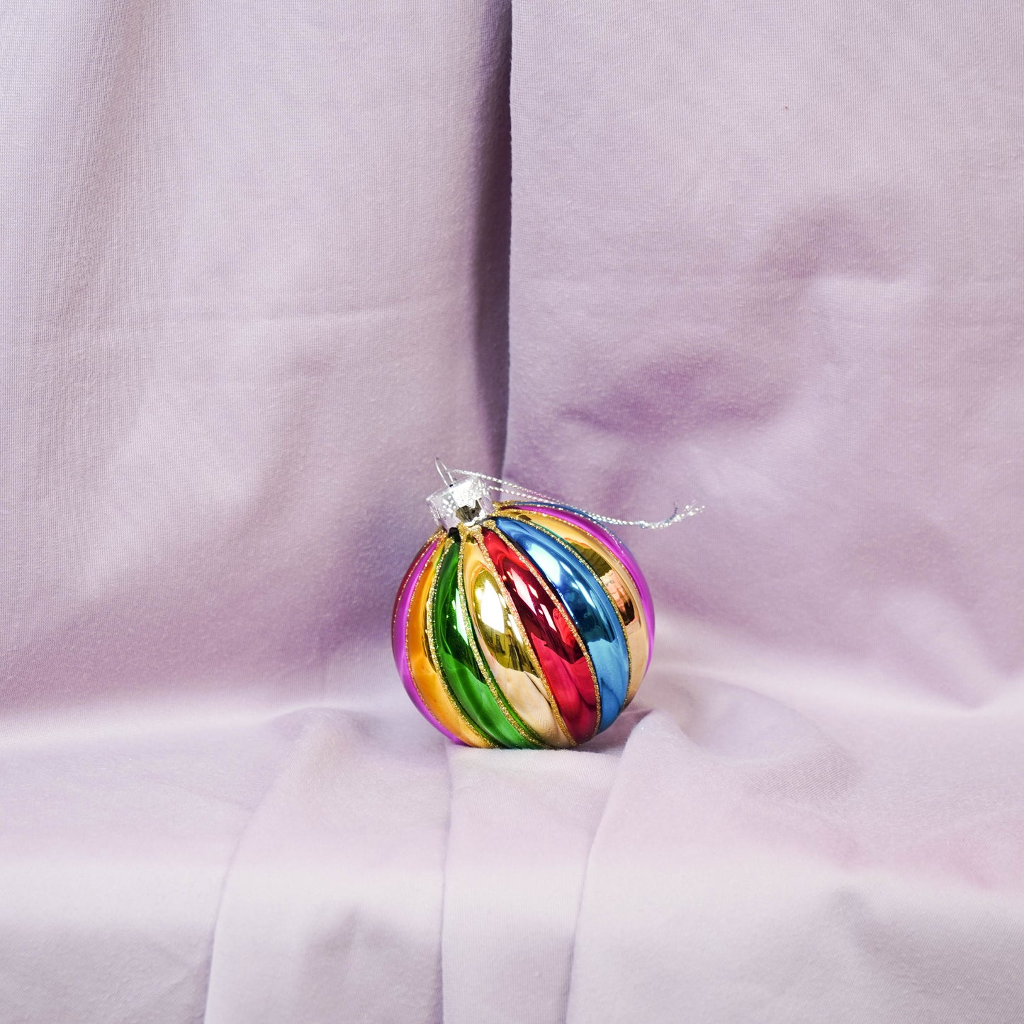 Ornament - Xmas Ball - Glass - Multi Colour - 8x8cm