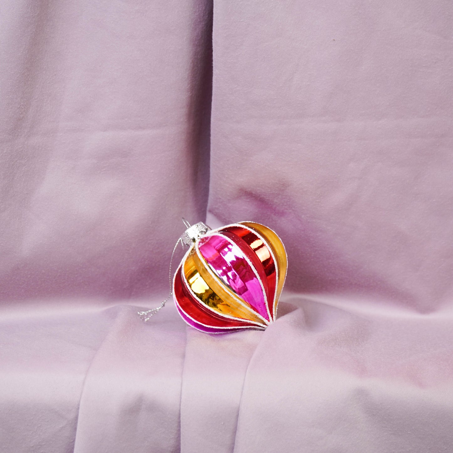 Ornament - Xmas Ball - Glass - Multi Colour - 8x8cm