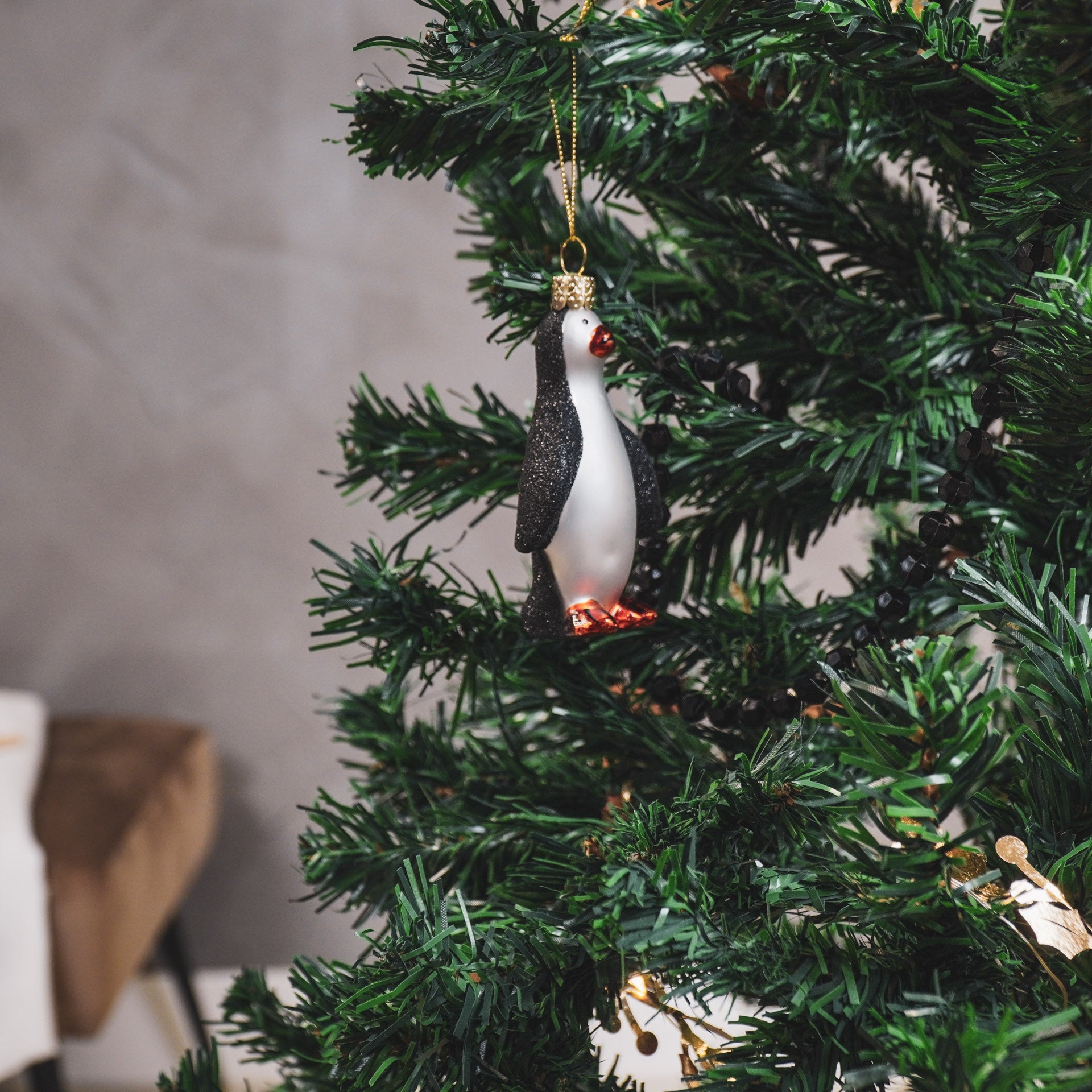 Xmas Hanger - Penguin - Glass - Black - 6x3,5x10cm