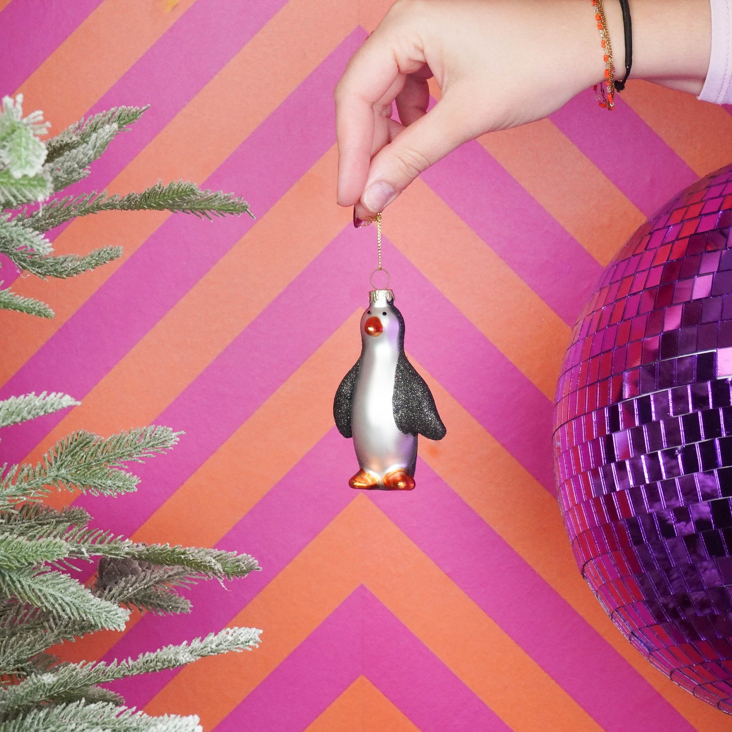 Xmas Hanger - Penguin - Glass - Black - 6x3,5x10cm