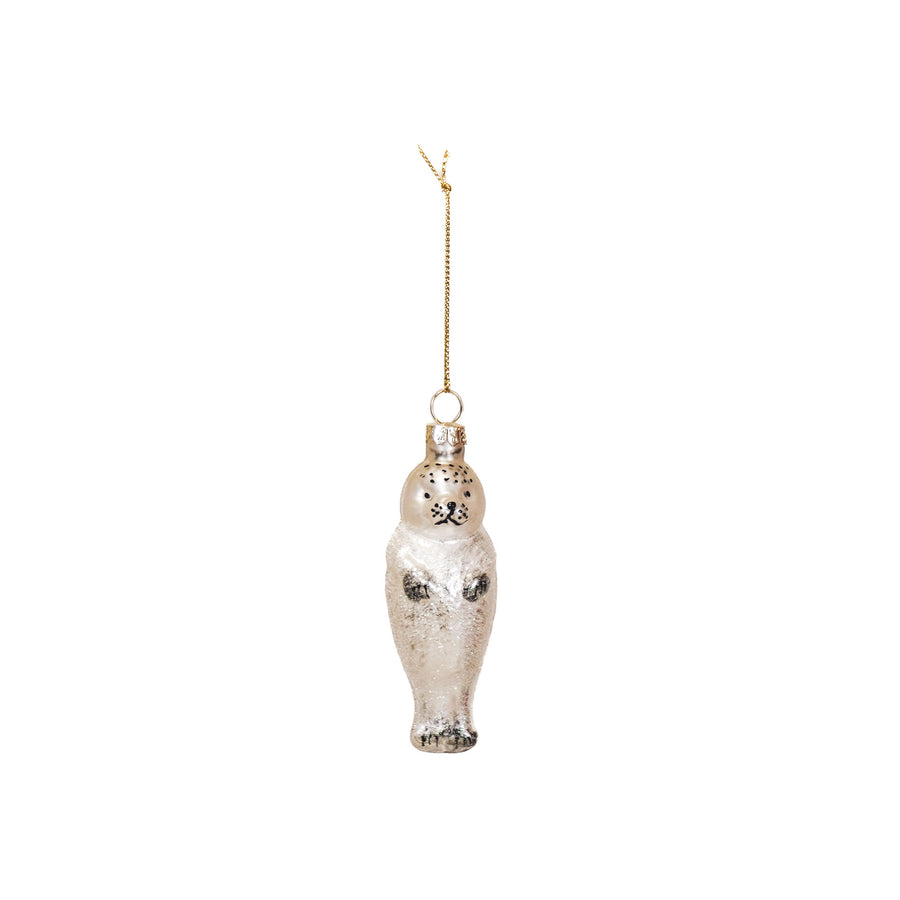 Xmas Hanger - Seal - Glass - White - 3,5x3,5x9,5cm