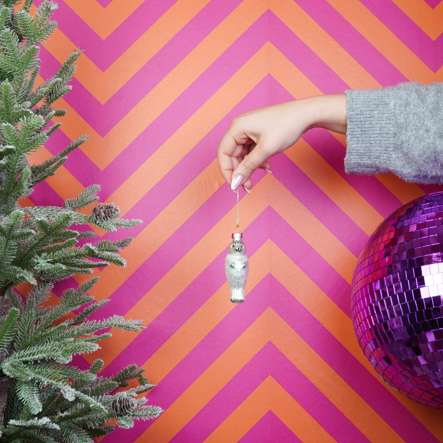 Xmas Hanger - Seal - Glass - White - 3,5x3,5x9,5cm