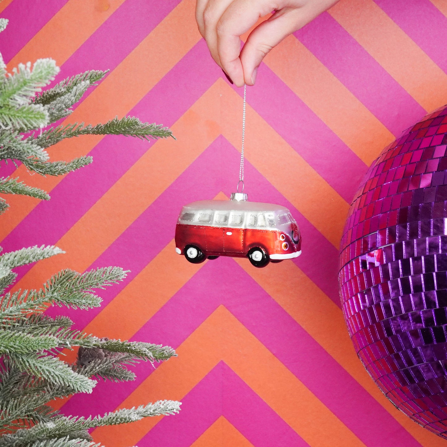 Xmas Hanger - Bus - Glass - Red - 10,5x4,5x6cm