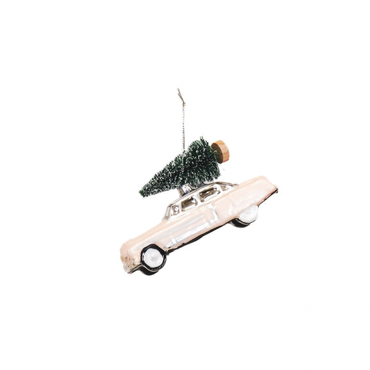 Xmas Hanger - Mustang Car - Glass - Pink - 12x5x7cm