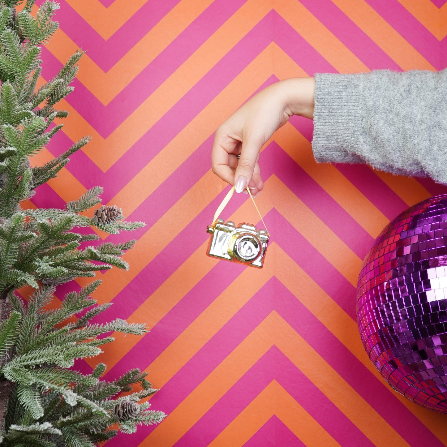 Xmas Hanger - Camera - Glass - Gold - 8x5x4cm