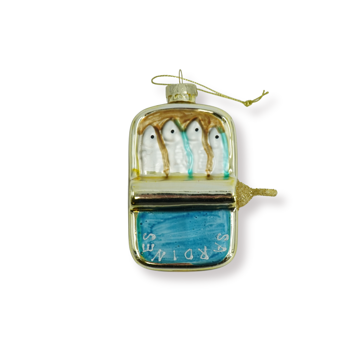 Xmas Hanger - Sardines - Glass - Blue/Gold - 8x3,5x10cm