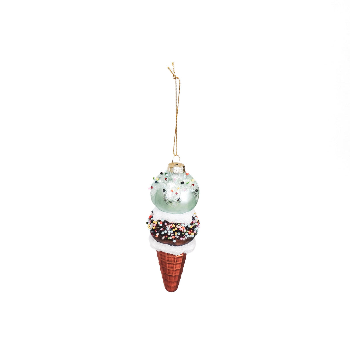 Xmas Hanger - Ice Cream - Glass -Blue/Brown - 5x14cm