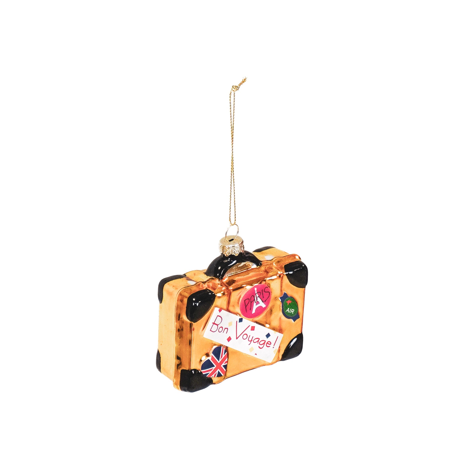 Xmas Hanger - Suitcase - Glass - Gold - 8,5x3,5x8cm