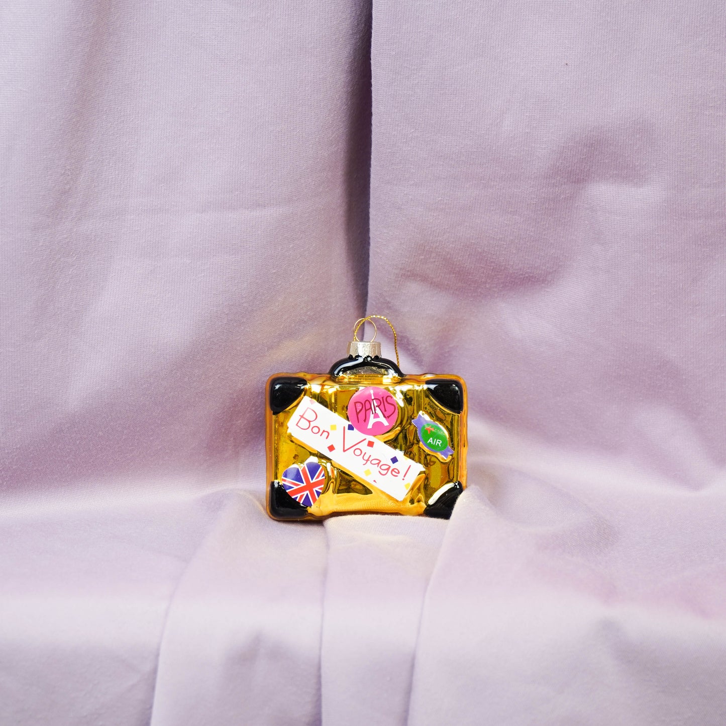 Xmas Hanger - Suitcase - Glass - Gold - 8,5x3,5x8cm