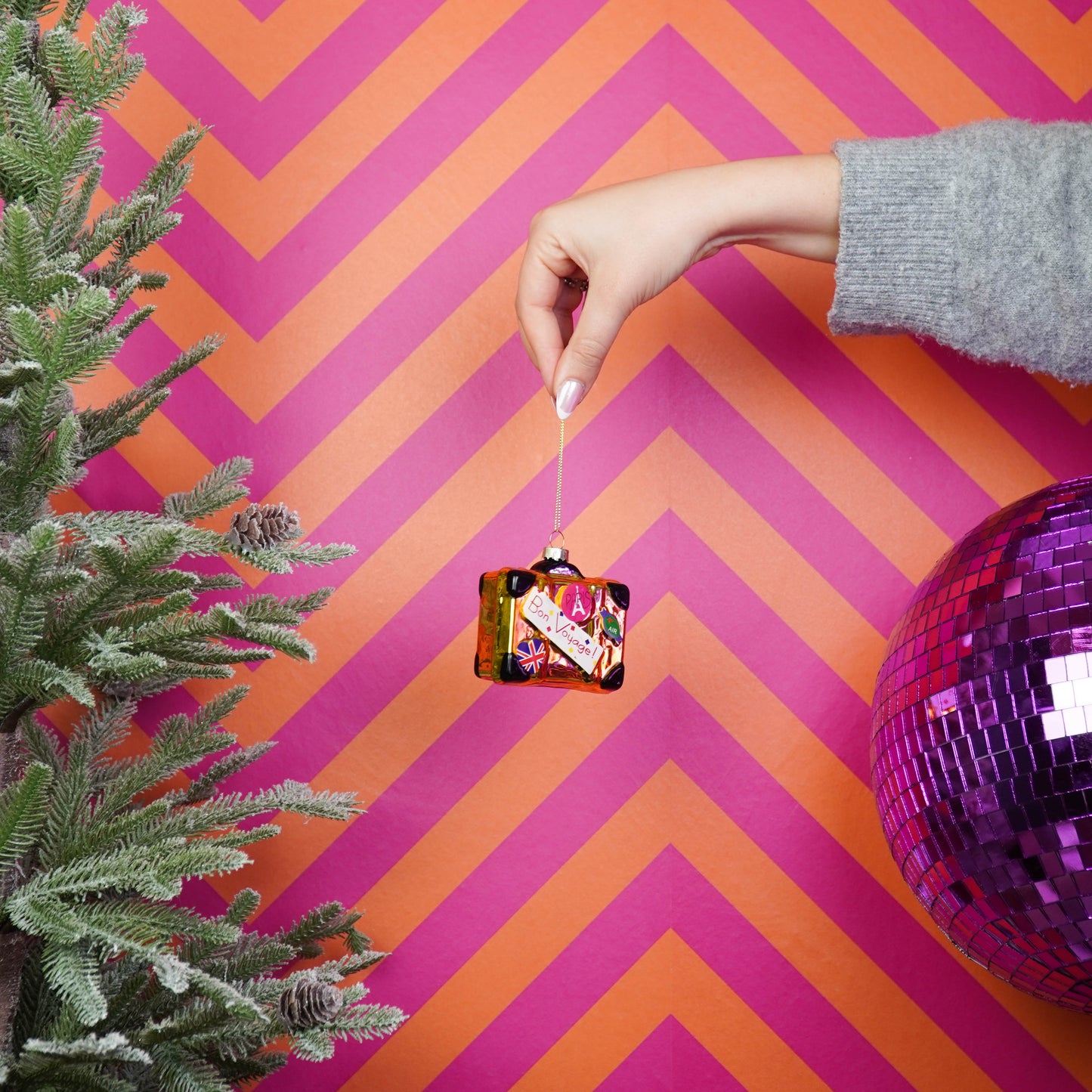 Xmas Hanger - Suitcase - Glass - Gold - 8,5x3,5x8cm