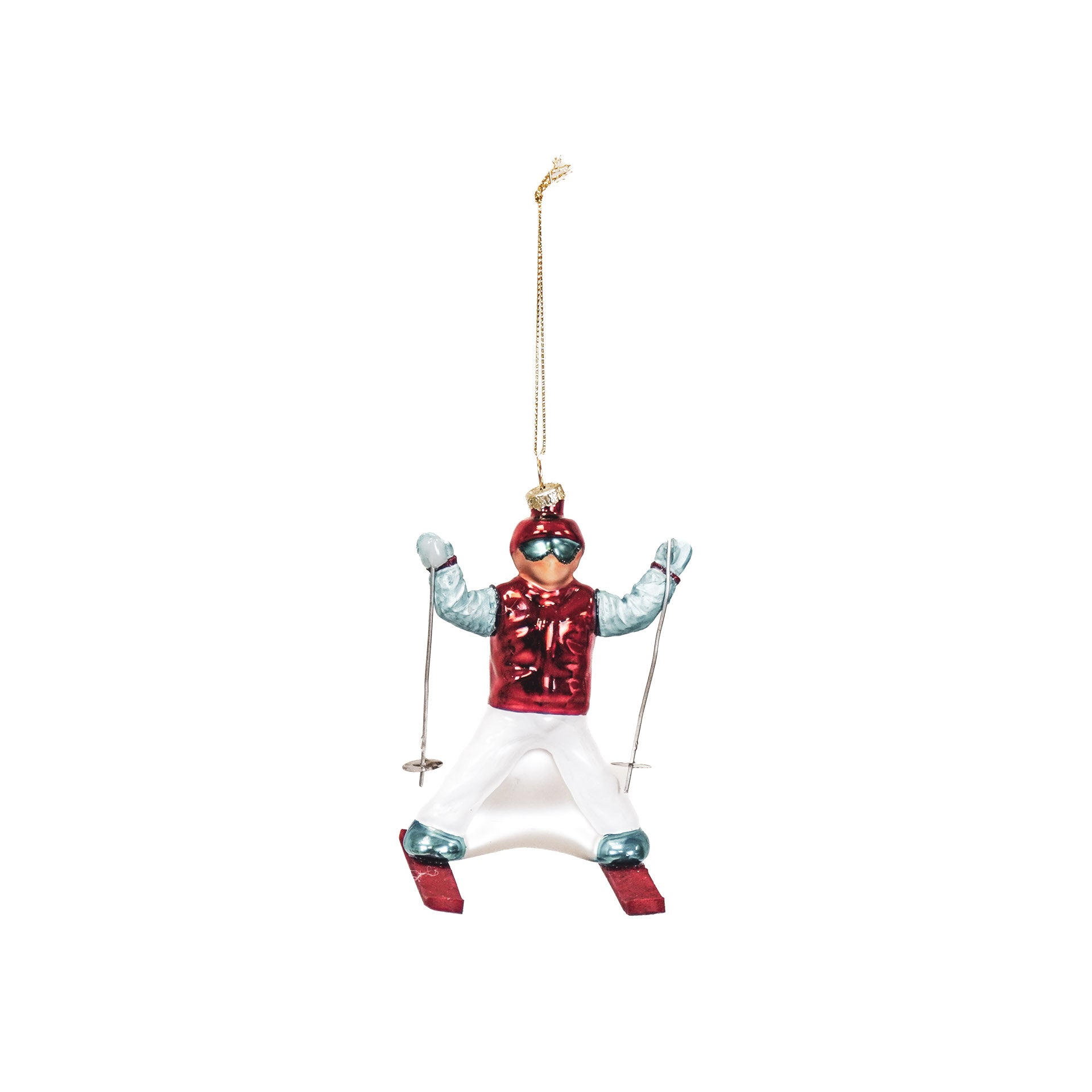 Xmas Hanger - Skier - Glass - 8x8x12cm