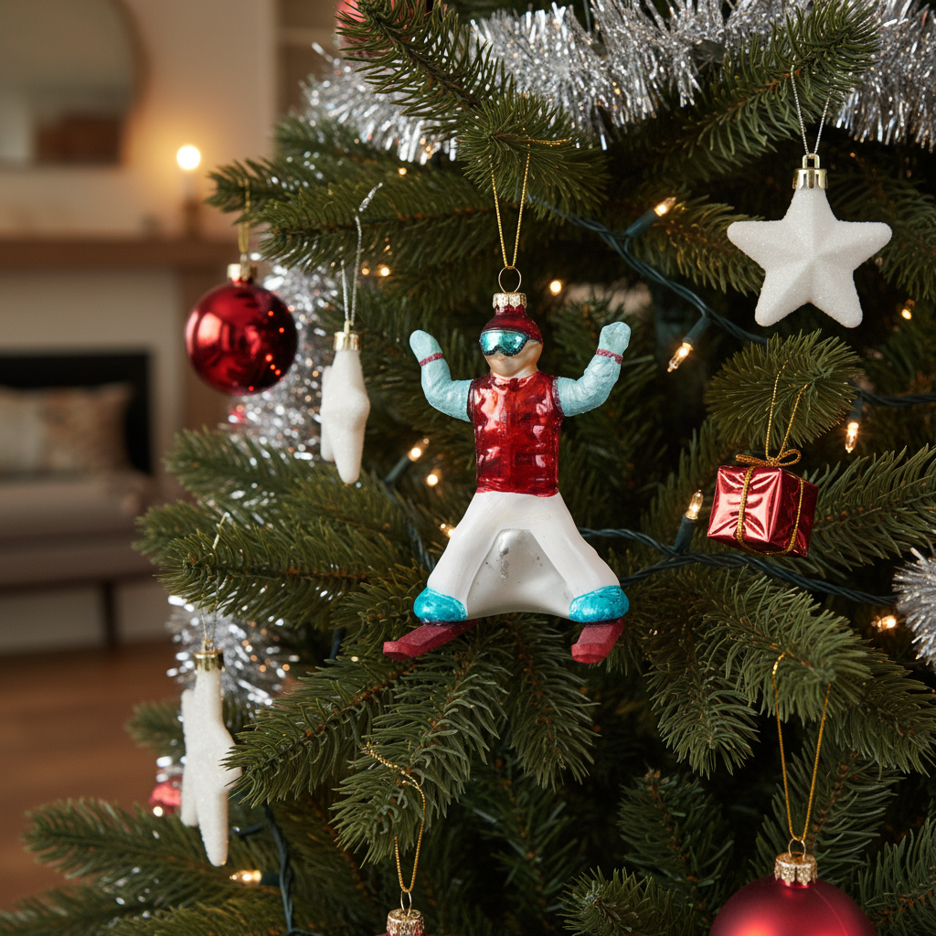 Xmas Hanger - Skier - Glass - 8x8x12cm