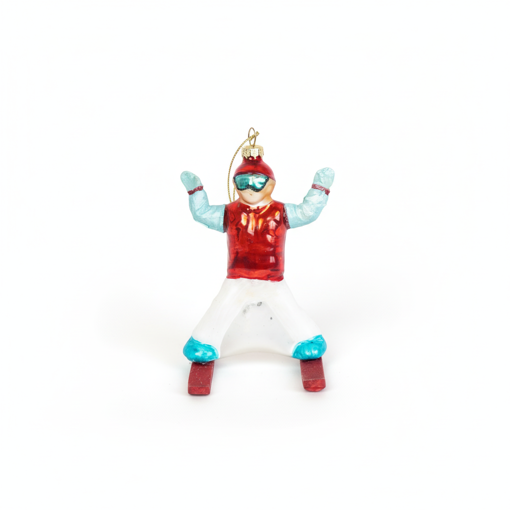 Xmas Hanger - Skier - Glass - 8x8x12cm