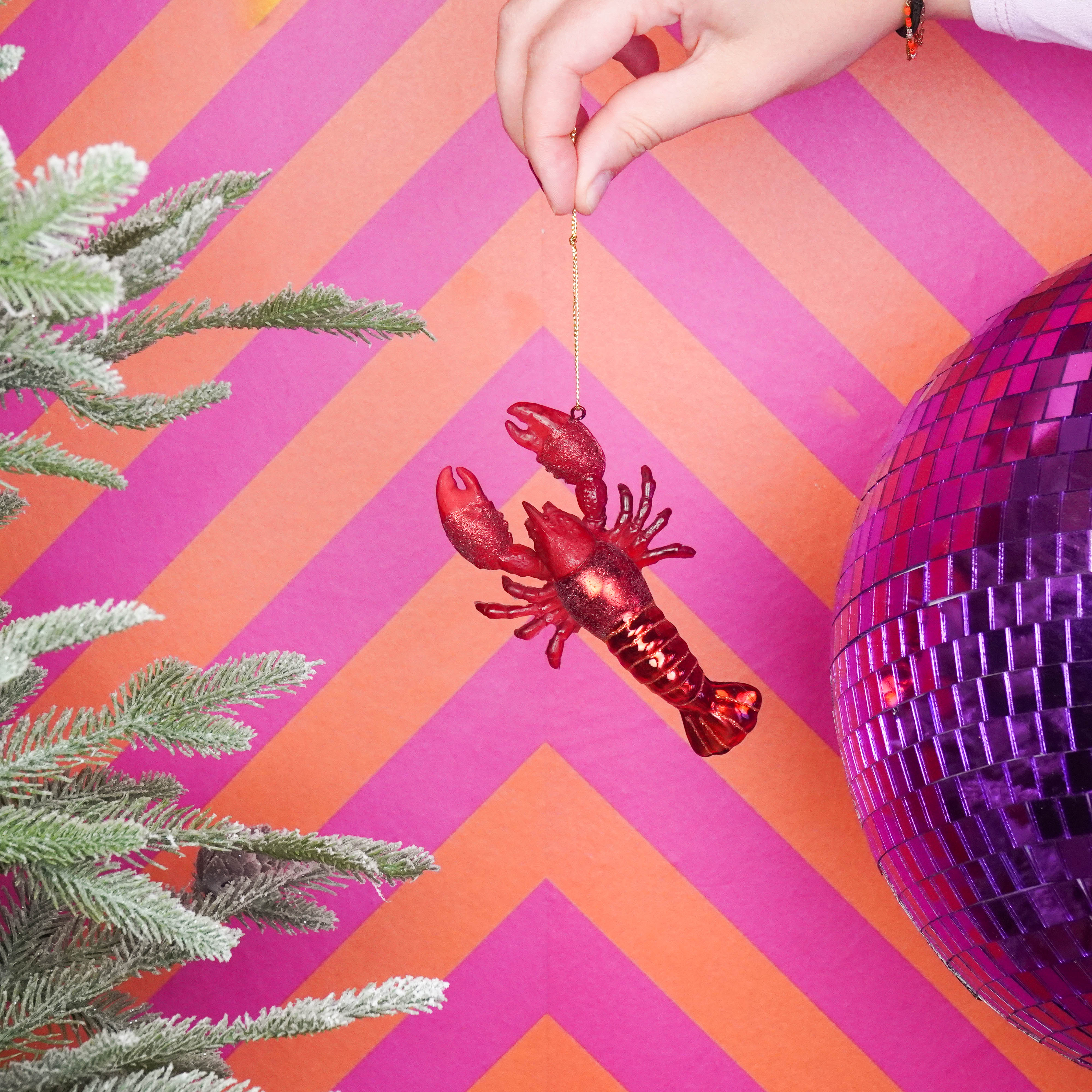 Christmas Decoration -  Christmas Hanger - Lobster  - Red -  Glass - 7,5x2,5x13cm