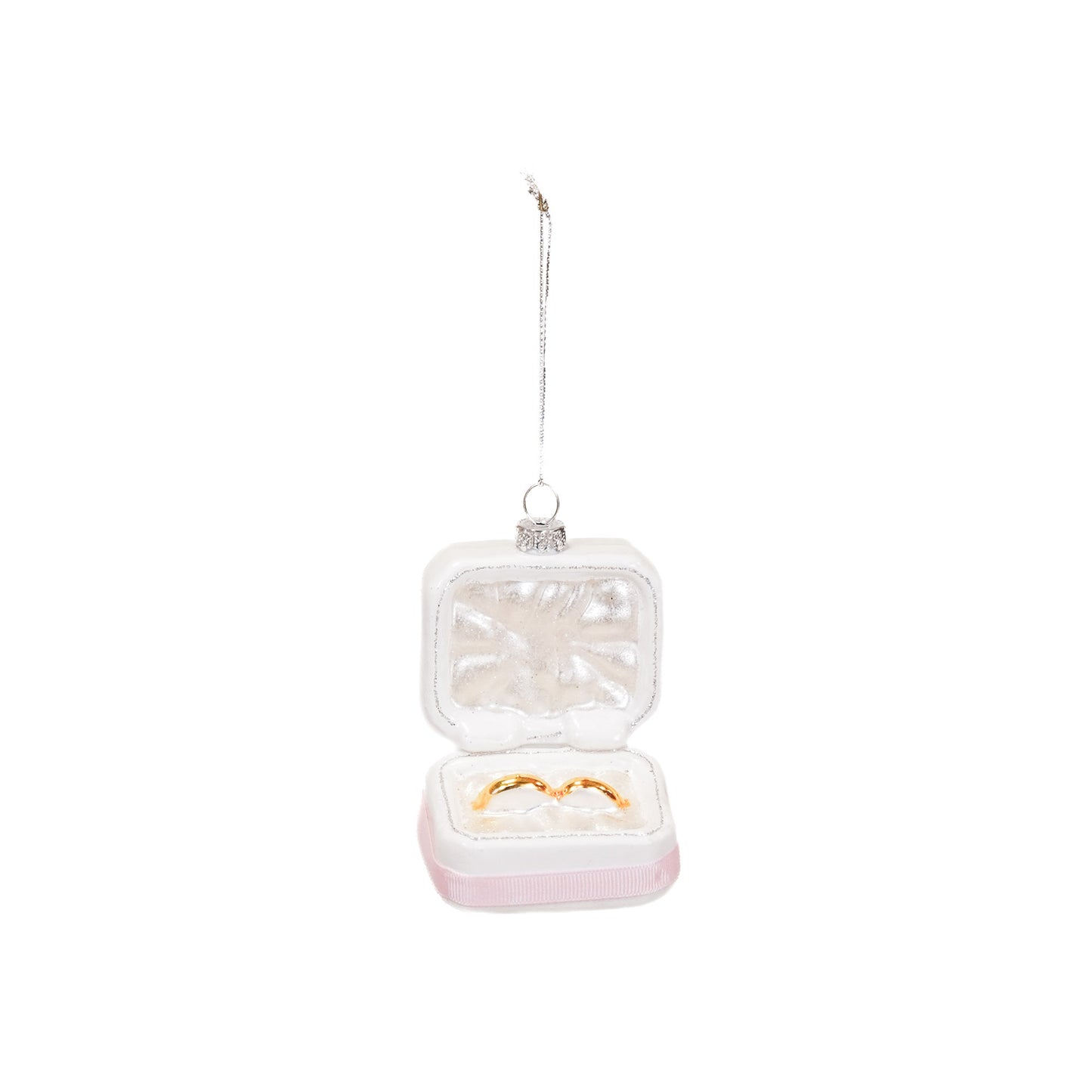 Christmas Decoration -  Christmas Hanger - Marry Me Rings - Pink/ White/ Gold - Glass - 6,5x4,5x11cm