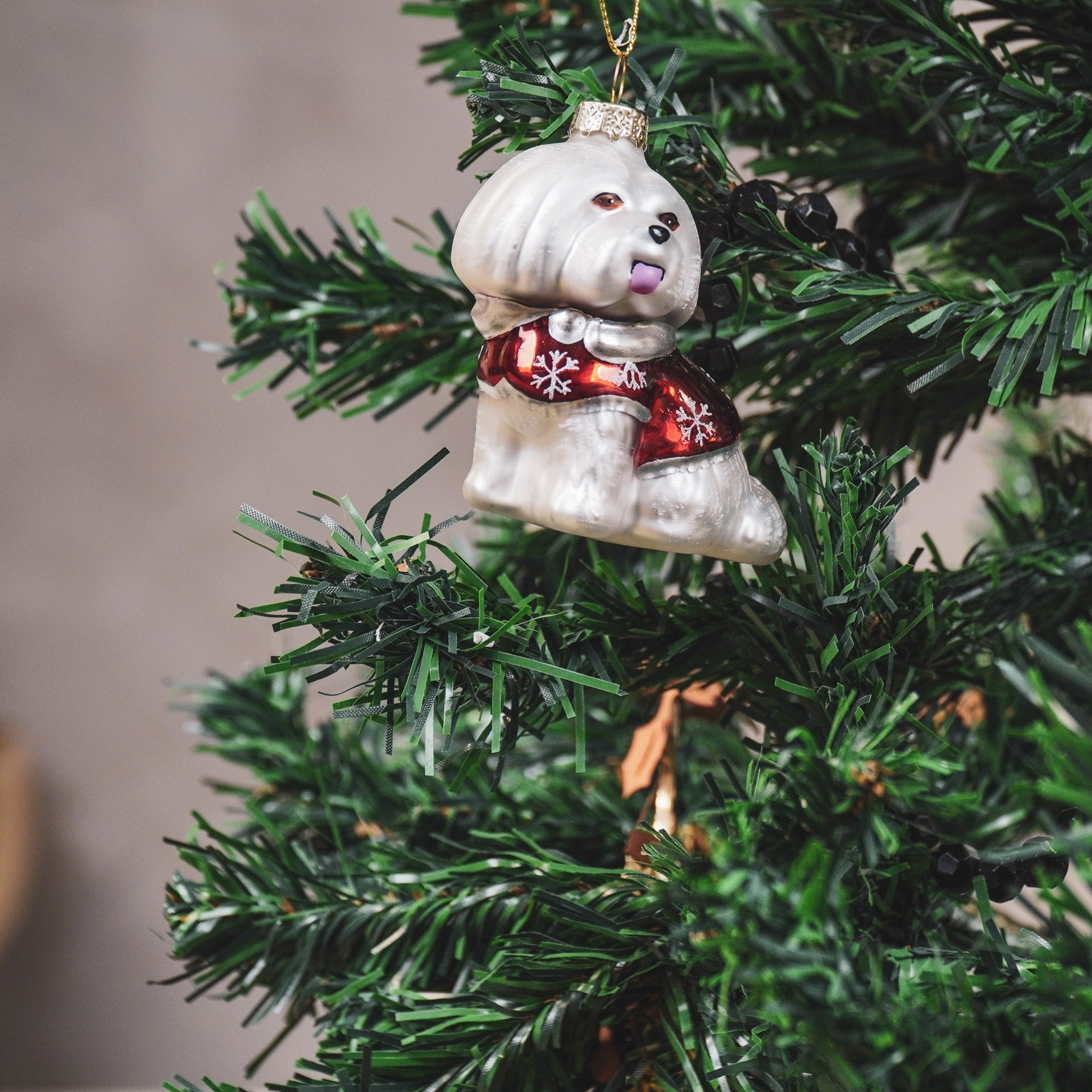 Xmas Hanger - Dog Shih Tzu - Glass - White - 7x4,5x7,5cm