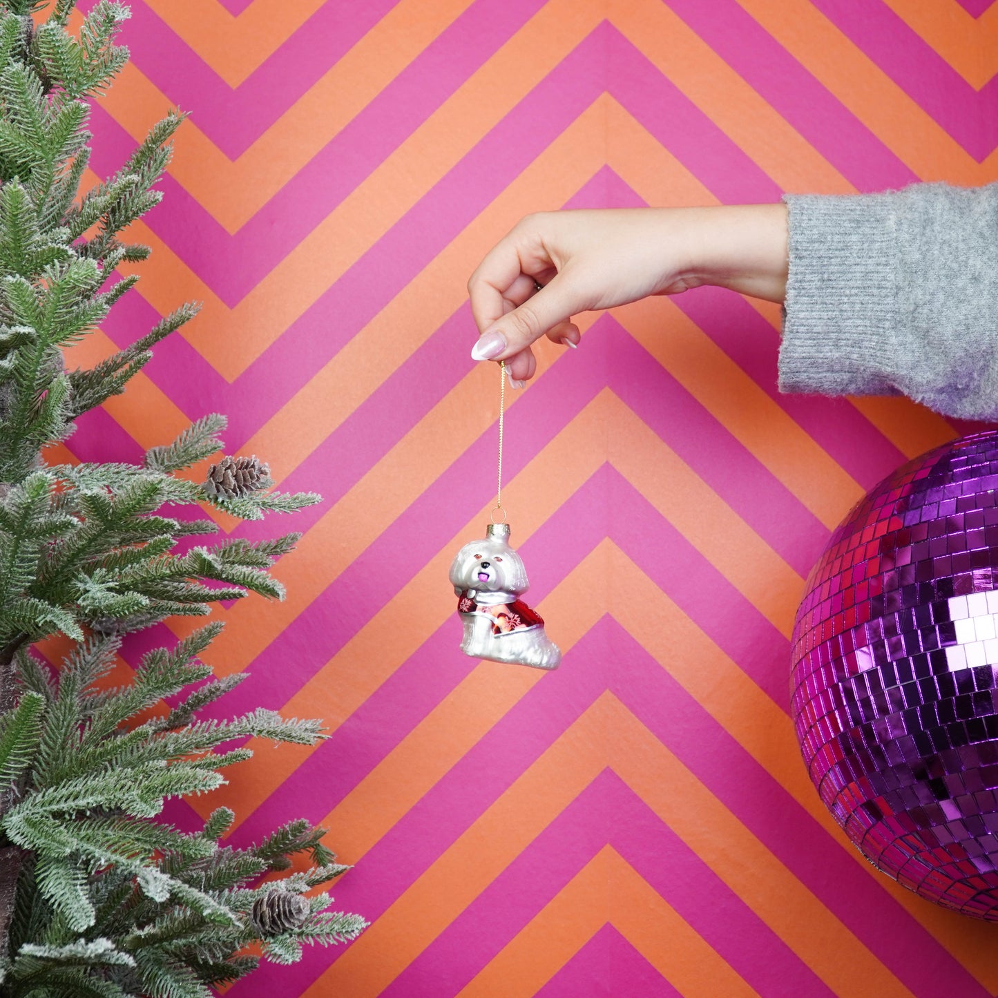 Xmas Hanger - Dog - Glass - White - 7x4,5x7,5cm