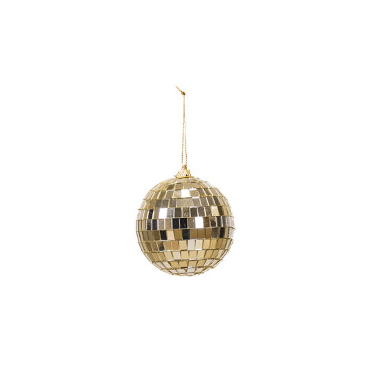 Xmas -Ornament - Disco Ball - Glass - Gold - 8x8x8cm