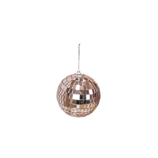 Xmas- Ornament - Disco Ball - Glass - Rose Gold - 8x8x8cm