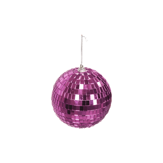 Xmas- Ornament - Disco Ball - Glass - Pink - 10x10x10cm