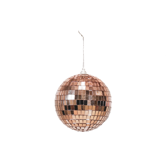 Xmas- Ornament - Disco Ball - Glass - Rose Gold - 10x10x10cm