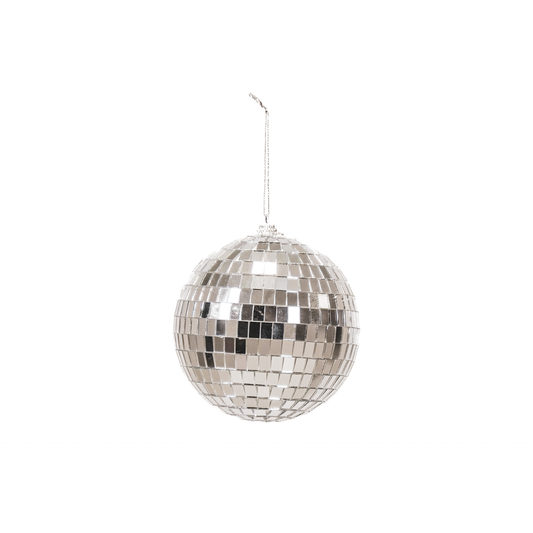 Xmas- Ornament - Disco Ball - Glass - Silver - 10x10x10cm