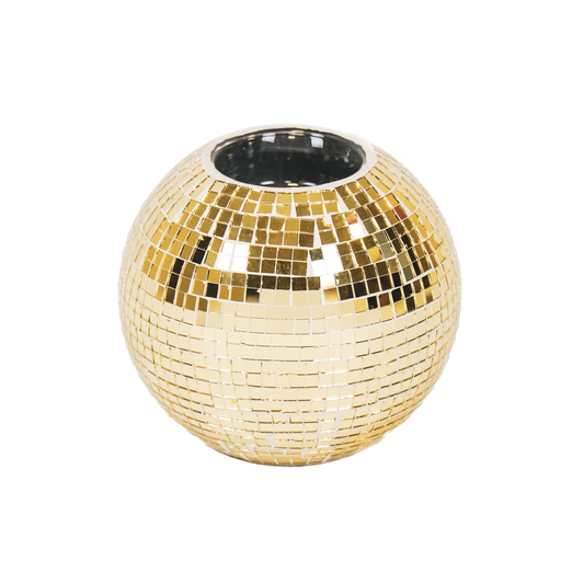 Candle holder -Tealight -Disco -Glass -Gold -10x8cm