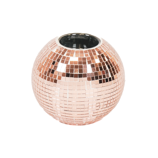 Candle holder - Tealight - Disco - Glass - Rose Gold - 10x8cm