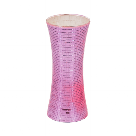 Vase - Disco - Glass - Pink - 12,5x12,5x30cm