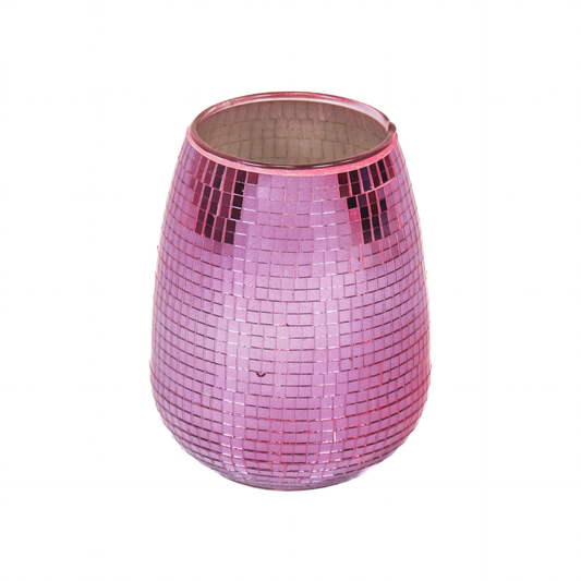 Vase - Disco - Glass - Pink - 12x12x15cm