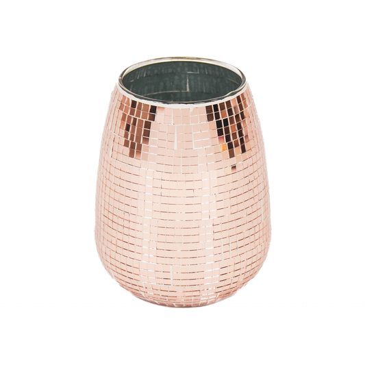 Vase - Disco - Glass - Rose Gold - 12x12x15cm