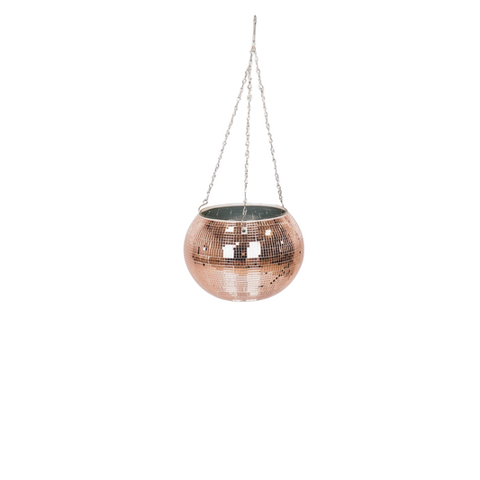 Hanging Plant Pot - Disco - Glass - Rose Gold - 25x25x25cm