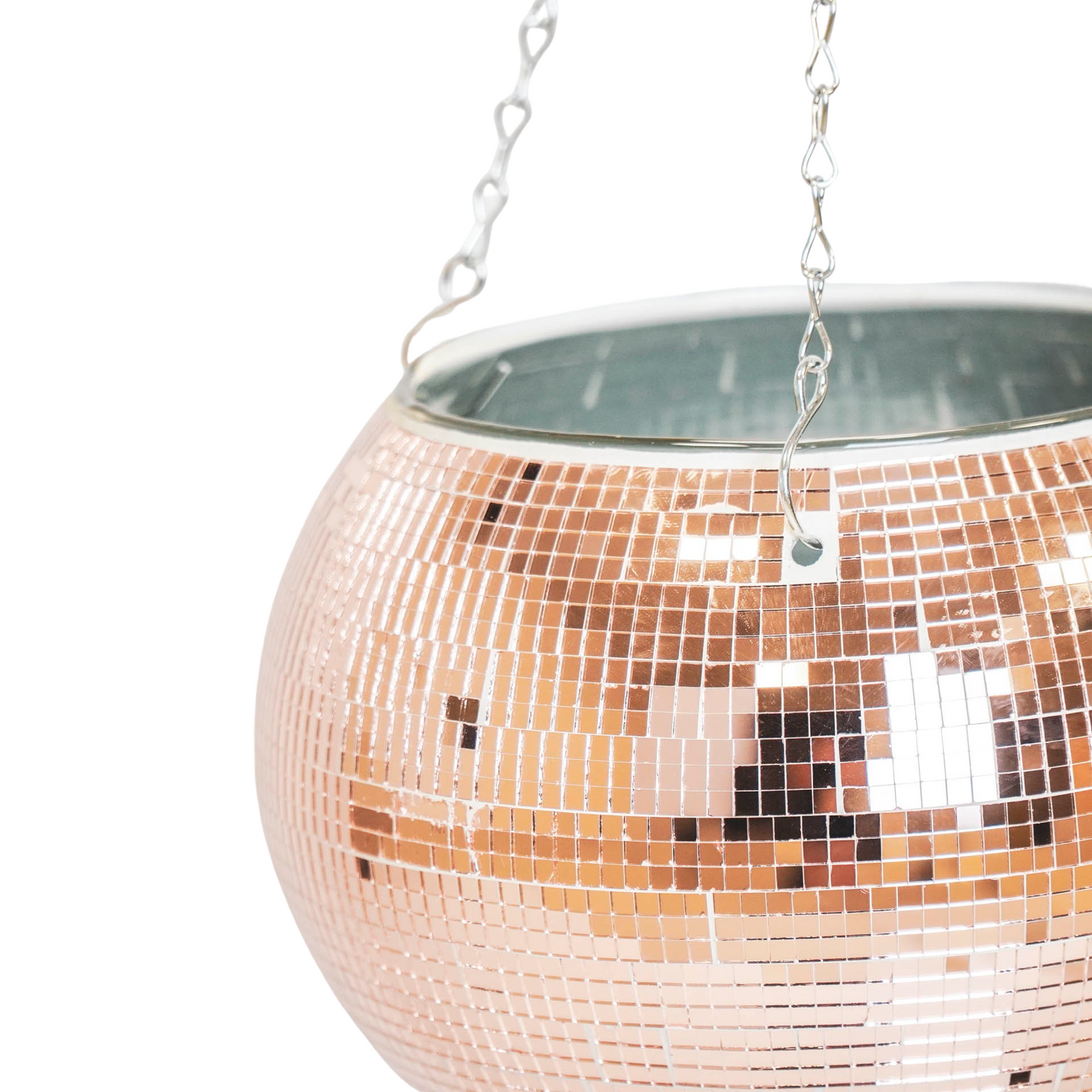 Hanging Plant Pot - Disco - Glass - Rose Gold - 25x25x25cm