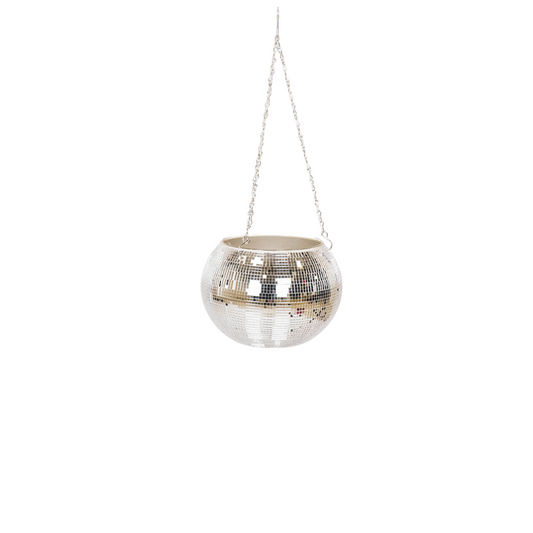 Hanging Plant Pot - Disco - Glass - Silver - 25x25x25cm