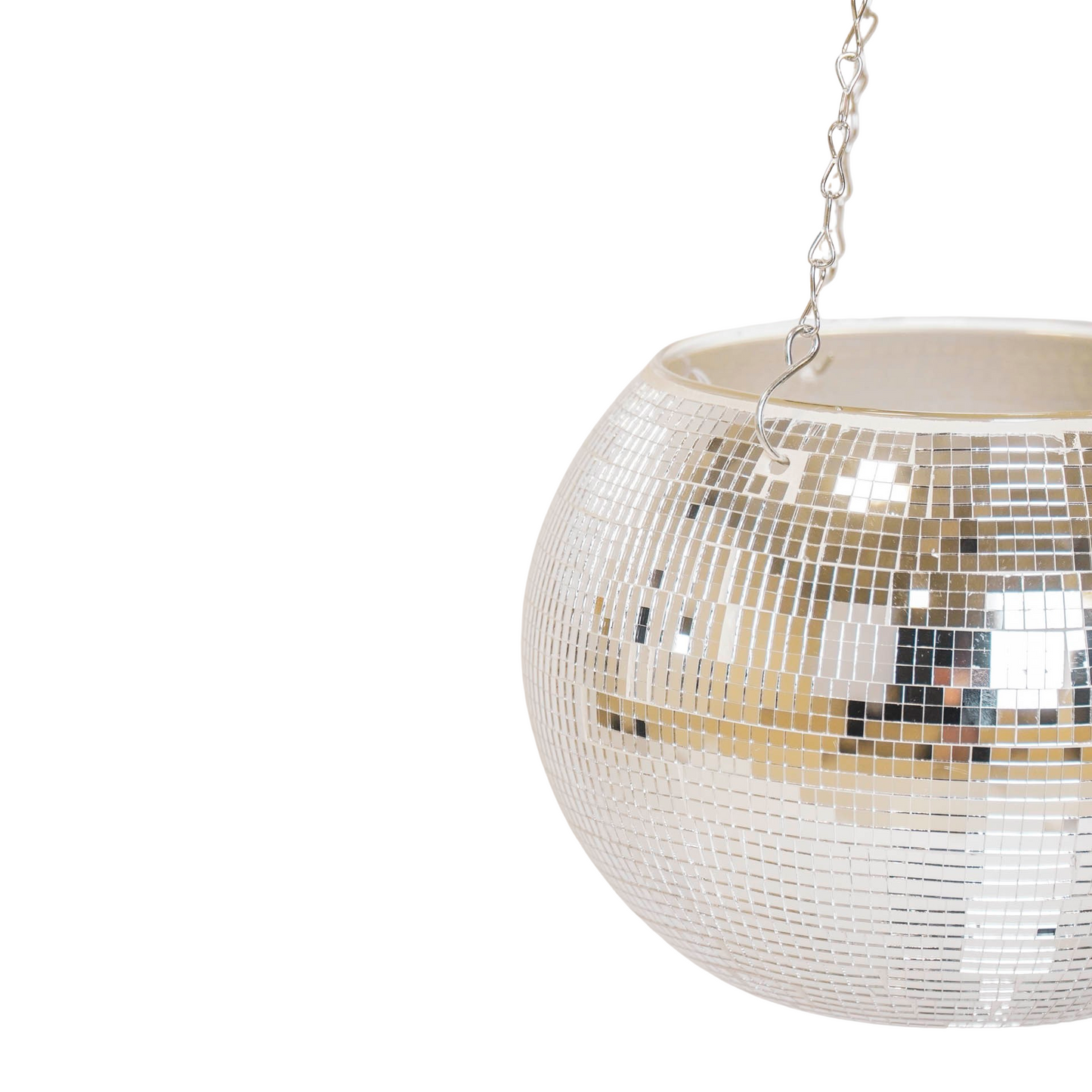 Hanging Plant Pot - Disco - Glass - Silver - 25x25x25cm