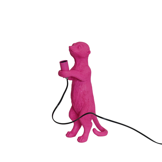 Table Lamp - Meerkat - Polyresin - Pink - 15x10x38cm