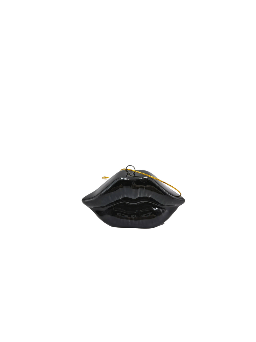 Xmas Hanger - Lip - Ceramics - Black - 6,5x2x4cm