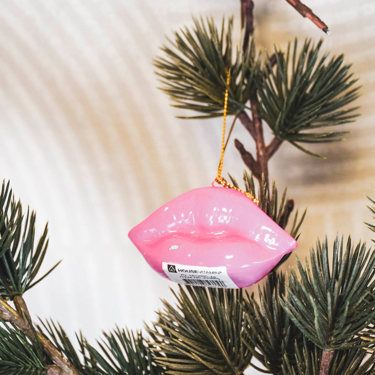 Xmas hanger - Lip - Ceramics - Neon Pink - 6,5x2x4cm
