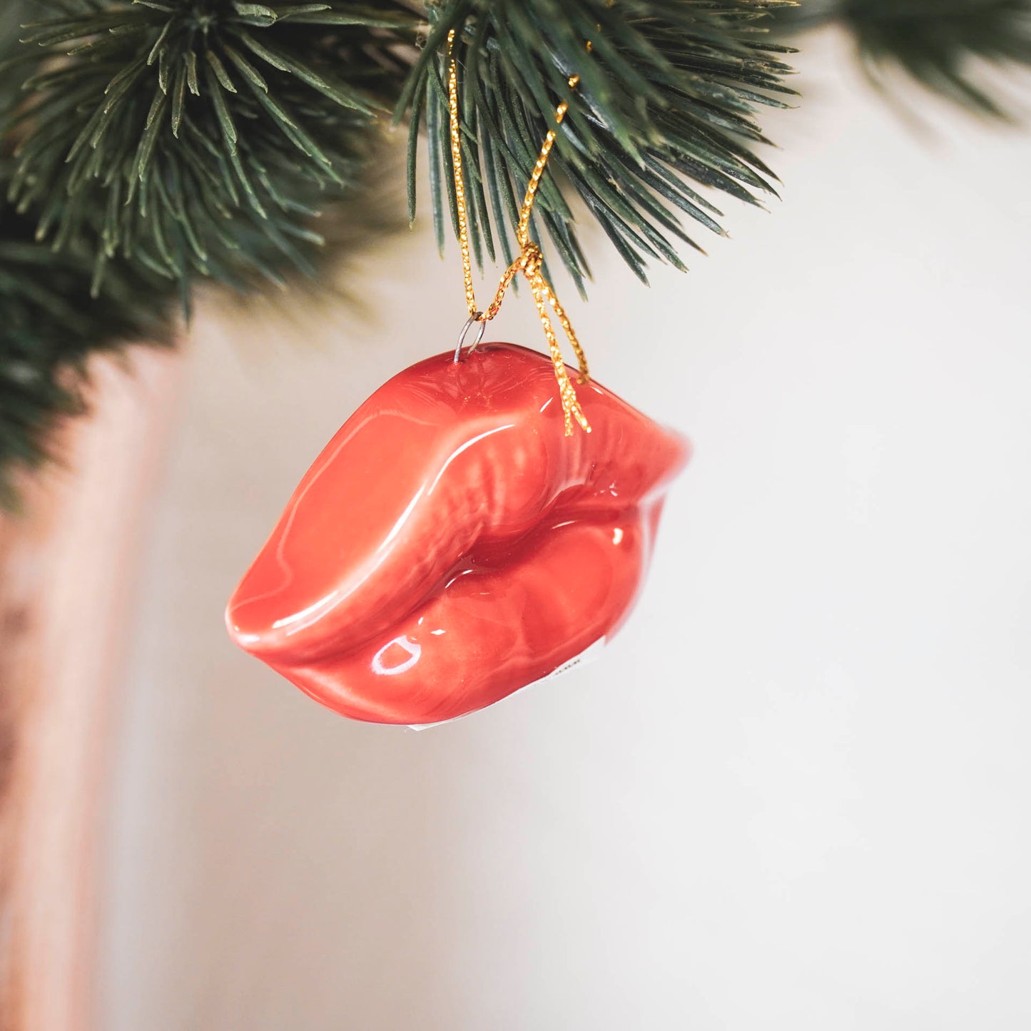 Xmas hanger - Lip - Ceramics - Red - 6,5x2x4cm