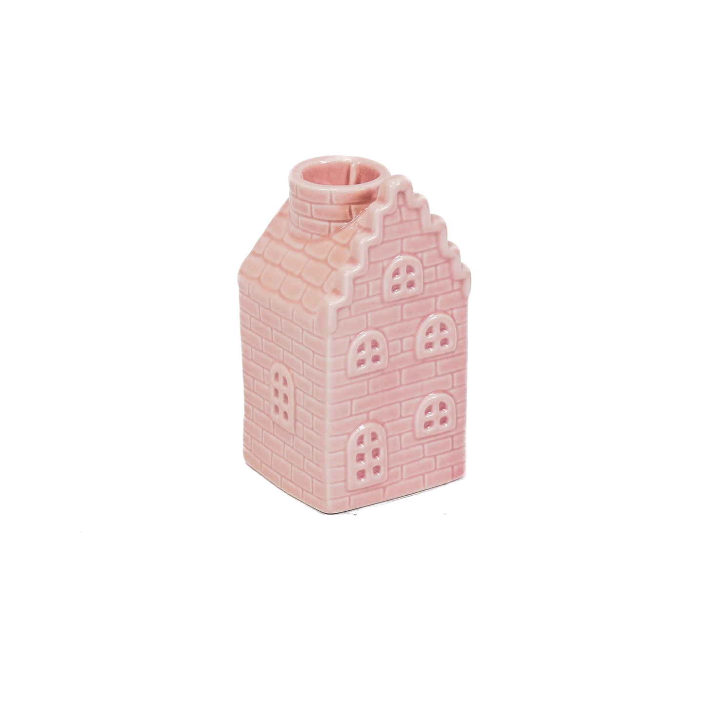 Candle holder - House - Ceramics - Light Pink - 6x6x11cm