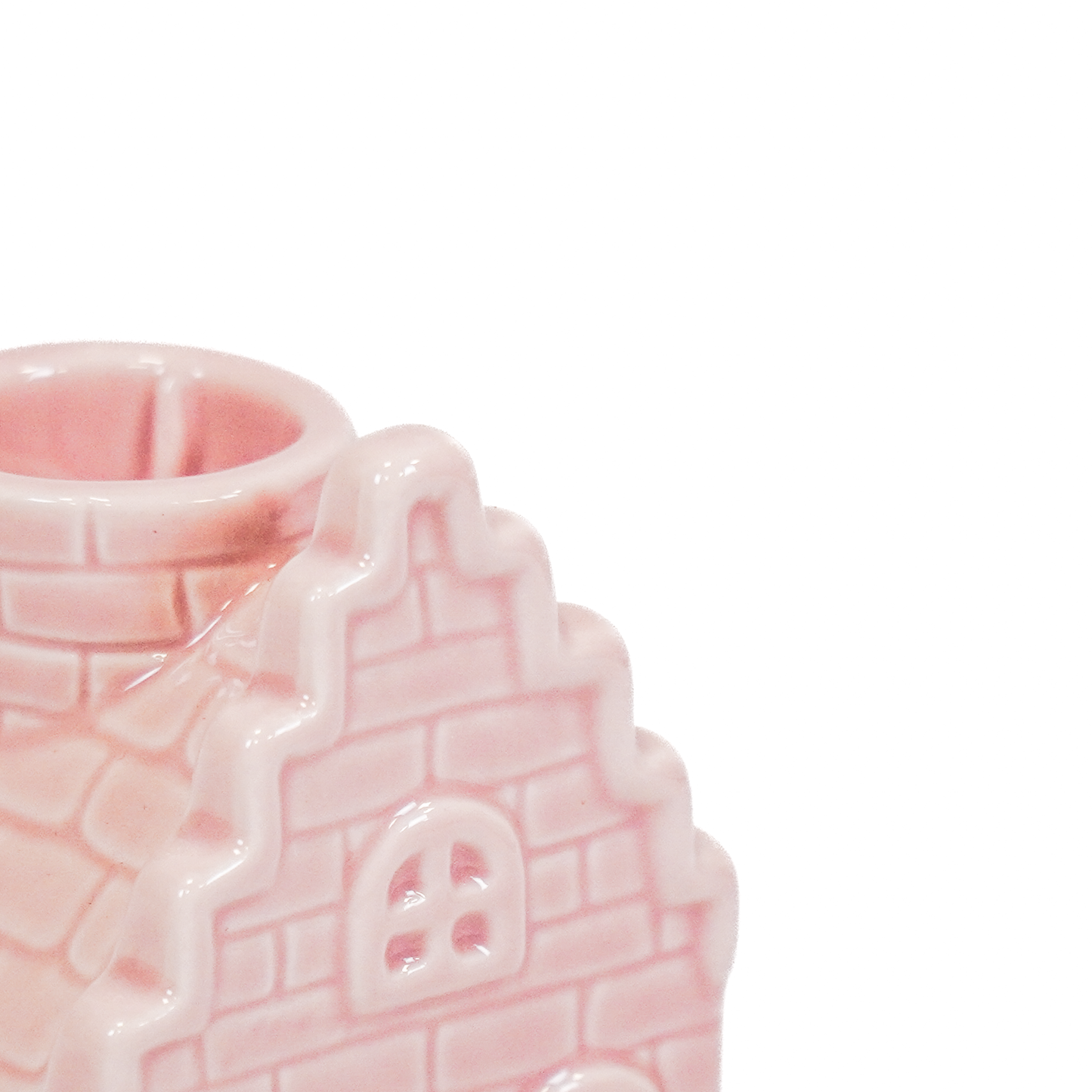 Candle holder - House - Ceramics - Light Pink - 6x6x11cm