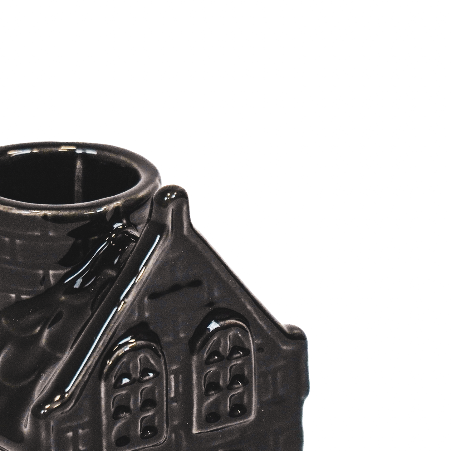 Candle holder - House - Ceramics - Black - 6x5,5x11cm