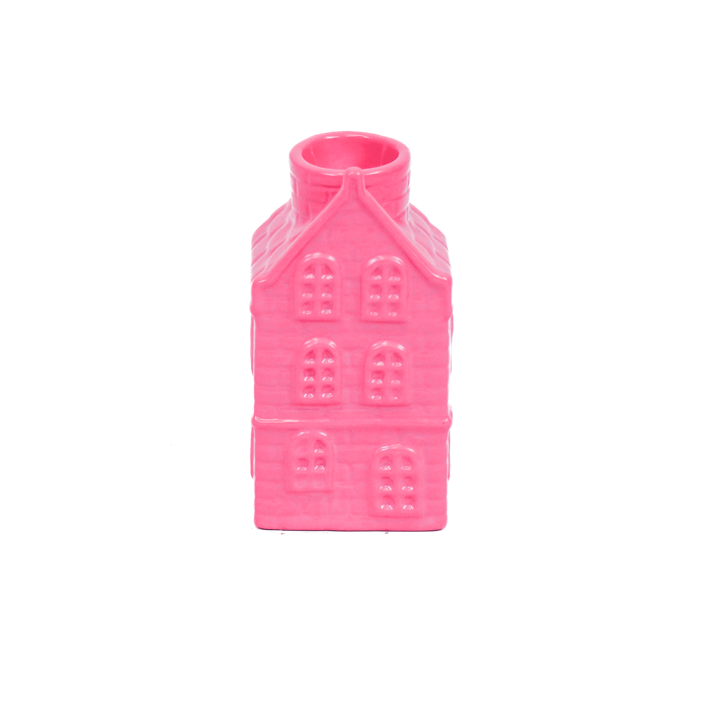 Candle holder - House - Ceramics - Neon Pink - 6x5,5x11cm