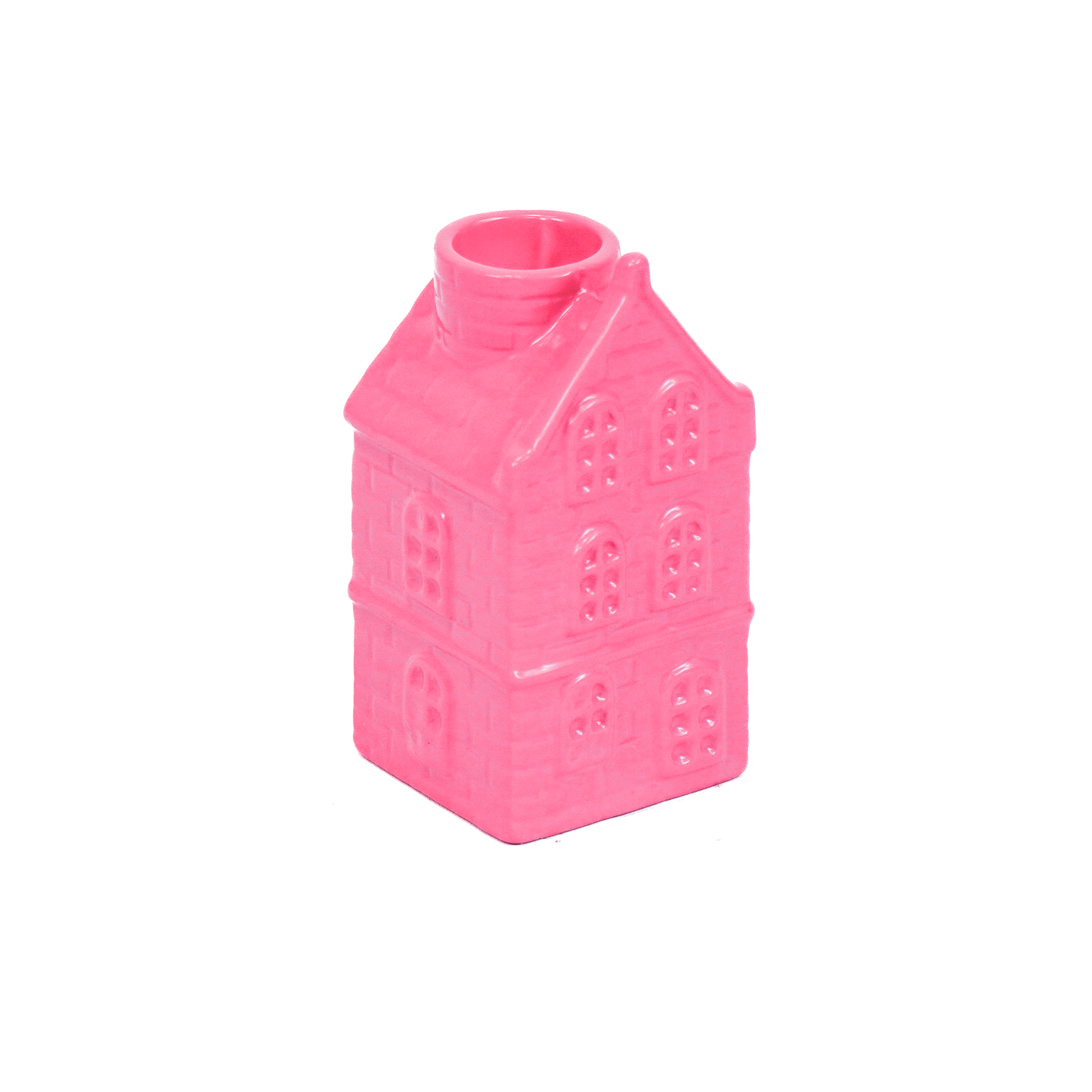 Candle holder - House - Ceramics - Neon Pink - 6x5,5x11cm