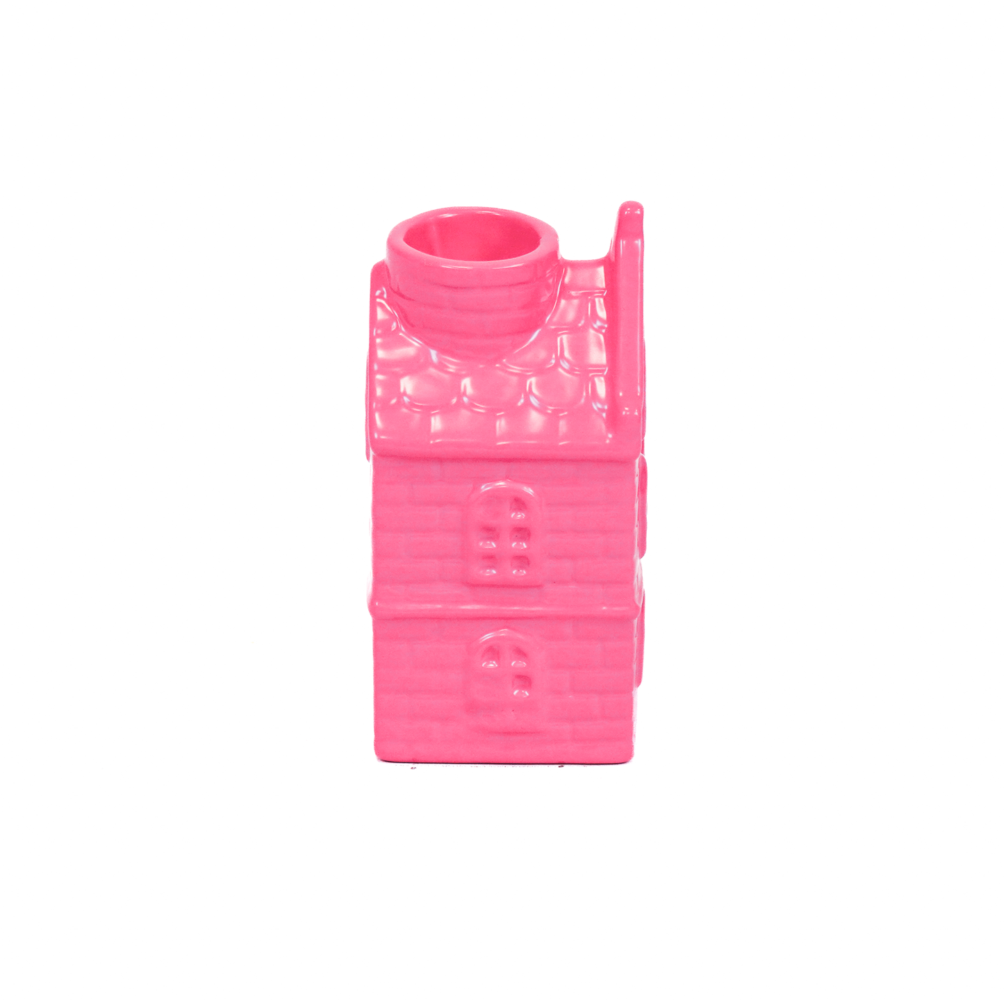 Candle holder - House - Ceramics - Neon Pink - 6x5,5x11cm