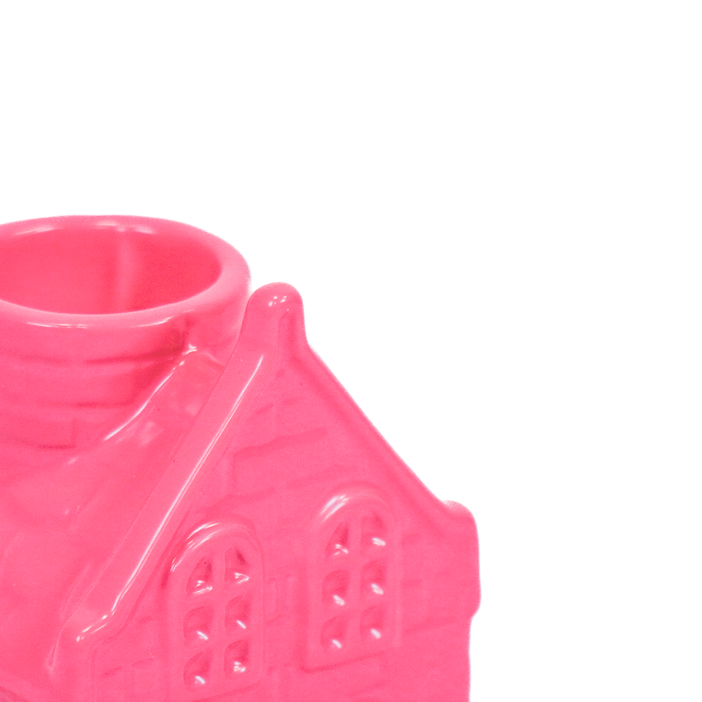 Candle holder - House - Ceramics - Neon Pink - 6x5,5x11cm