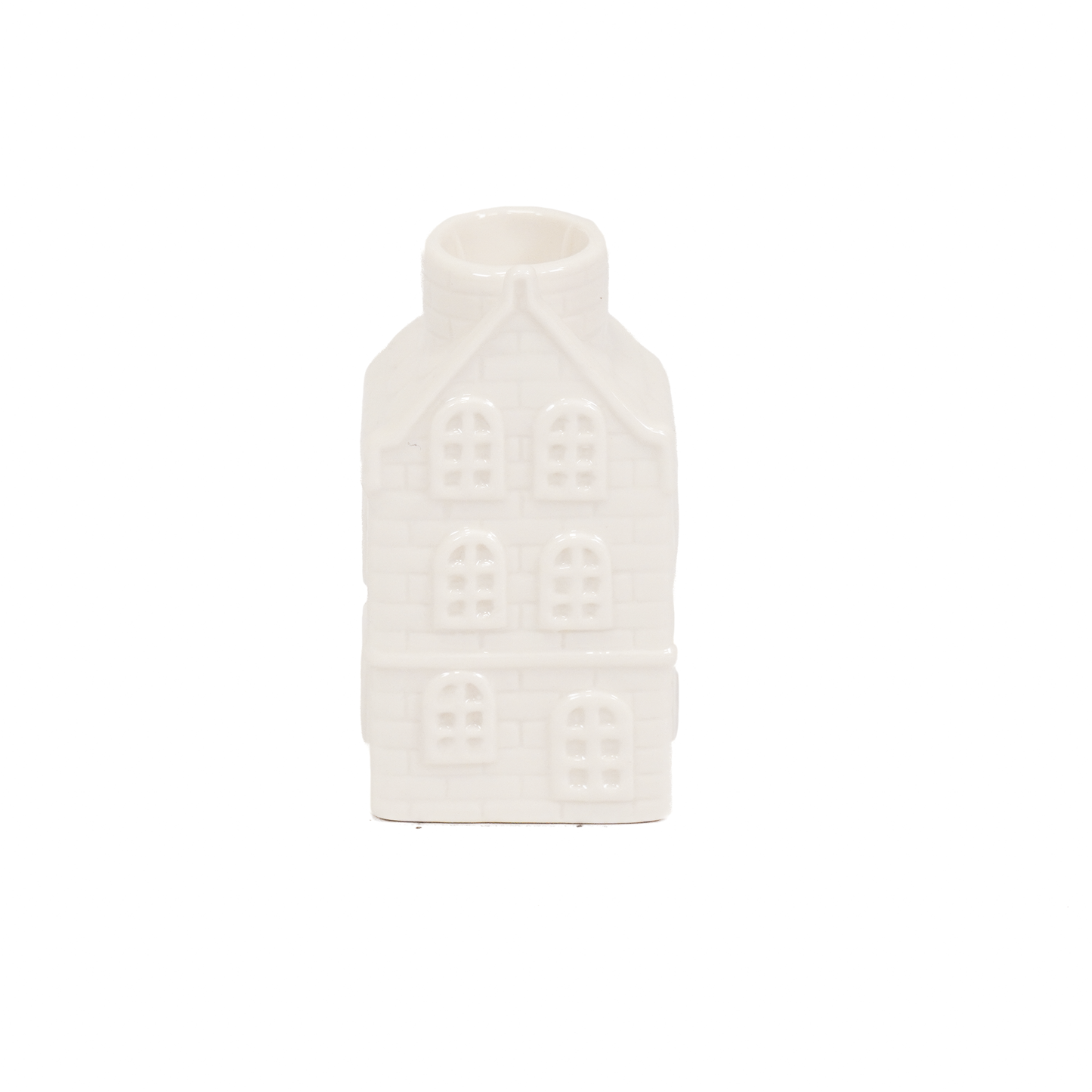 Candle holder - House - Ceramics - White - 6x5,5x11cm